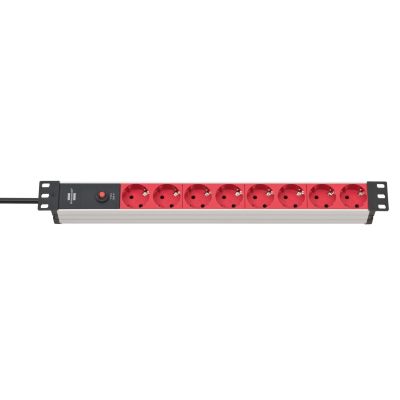 Listwa zasilająca Brennenstuhl Alu-Line 19" Steckdosenleiste 8-fach - 10A Sicherungsautomat und Kaltgerätestecker [19" Steckerleiste für Serverschränke mit 2m Kabel]