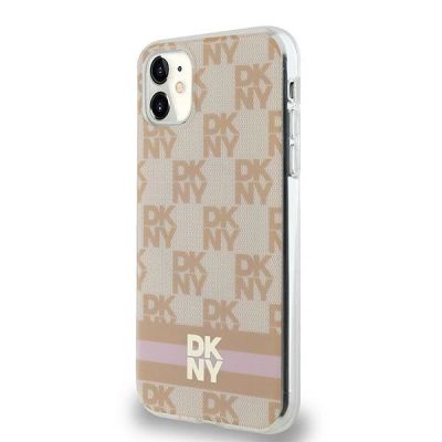 2. Etui DKNY IML Checkered Mono Pattern & Printed Stripes MagSafe na iPhone 11 / Xr - różowe