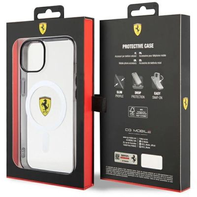 8. Etui Ferrari Outline MagSafe na iPhone 14 - przezroczyste