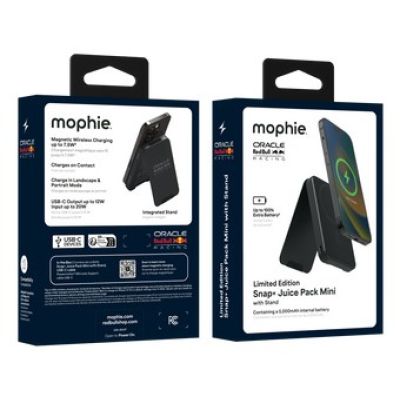 4. Mophie Snap+ Powerstation Mini Stand Red Bull Racing - magnetyczny powerbank 5000mAh z podstawką kompatybilny z MagSafe (1x port USB-C) (black)