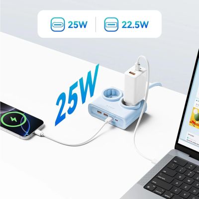 5. Listwa zasilająca Orico PDC25 25W 6w1 2x AC + 2x USB-A + 2x USB-C - niebieska