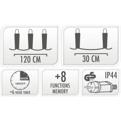 5. LAMPKI CHOINKOWE KURTYNA ŚWIETLNA 120x120 CM 235LED MULTIKOLOR GWIAZDKI