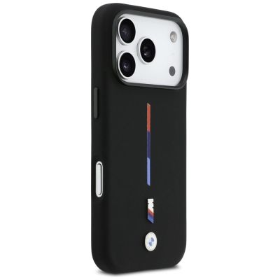 4. Etui BMW M Silicon Tricolor Line MagSafe na iPhone 17 Pro - czarne