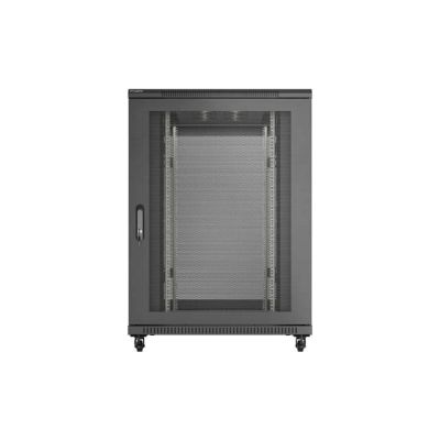 4. Szafa instalacyjna rack stojąca 19" 22U 800x1200 czarna drzwi perforowane Lanberg (flat pack)
