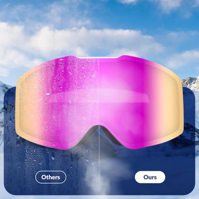 4. Gogle narciarskie Qunature Pink bezramkowe - różowe