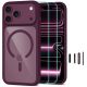 Etui Tech-Protect MagOne CC MagSafe + Szkło hartowane 2-Pack na iPhone 18 Pro / 17 Pro - przezroczysto-burgundowe