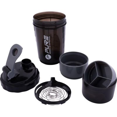 12. BIDON FITNESS SHAKER 500ML BLACK GREY PURE 2 IMPROVE