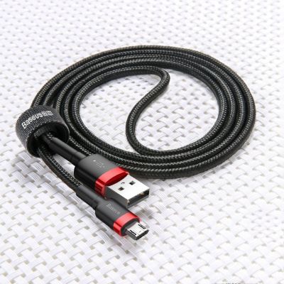 10. Baseus Cafule Cable wytrzymały nylonowy kabel przewód USB / micro USB 2A 3M czarno-szary (CAMKLF-HG1)