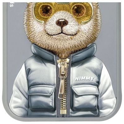 11. Etui Nimmy Cool&Cute 2.0 Bear do iPhone 15 - szare