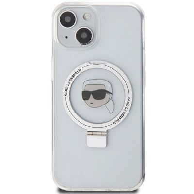 3. Etui Karl Lagerfeld Ring Stand Karl Head MagSafe do iPhone 15 - białe