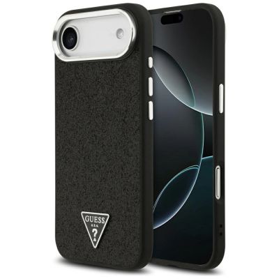 Etui Guess Glitter Triangle Logo MagSafe do iPhone 17 Air - czarne