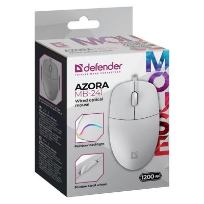 4. DEFENDER MYSZ PRZEWODOWA AZORA MB-241 OPTYCZNA 1200DPI 3P BIALA 52242