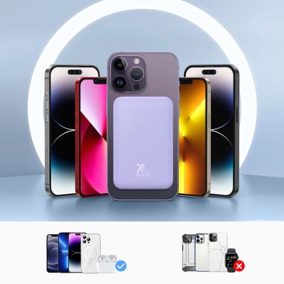 13. Mini powerbank Baseus 5000mAh 20W + kabel USB-C (20V/3A) - fioletowy