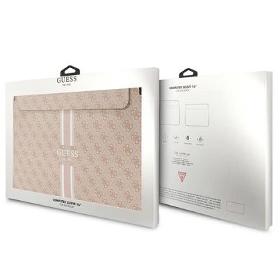 4. Pokrowiec Guess 4G Printed Stripes na laptopa 16" - różowy