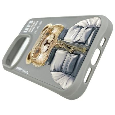 7. Etui Nimmy Cool&Cute 2.0 Bear do iPhone 15 Pro Max - szare