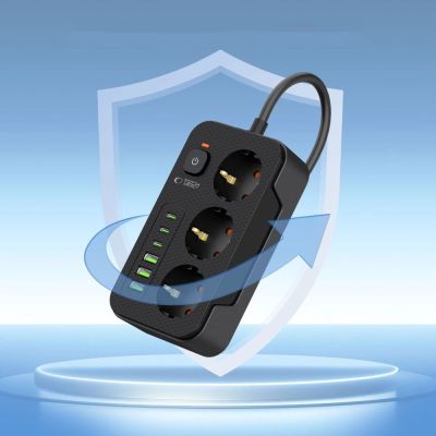 4. Listwa zasilająca Tech-Protect PC3X6 3 gniazda 240V + 3xUSB-A + 3xUSB-C 200cm - czarna