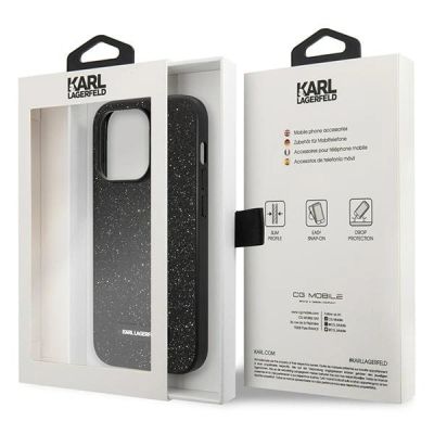 8. Etui Karl Lagerfeld Glitter Plaque Logo na iPhone 14 Pro Max - czarne