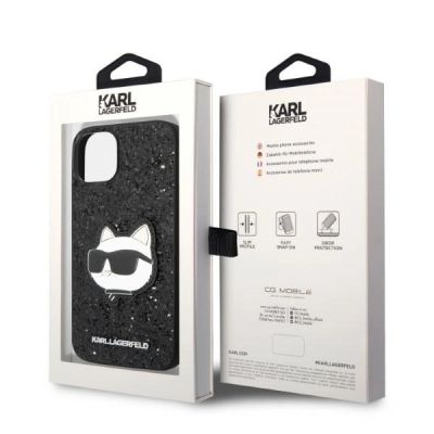 8. Etui Karl Lagerfeld Glitter Choupette Patch na iPhone 14 Plus - czarne