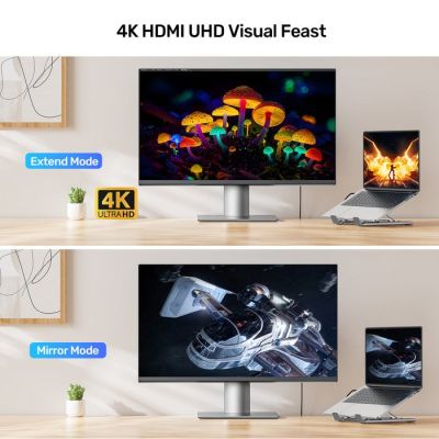 13. UNITEK PODSTAWKA POD LAPTOP REGULOWANA + HUB USB-C/A, HDMI 2.0, PD 100W
