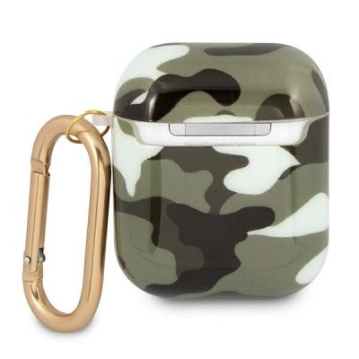 3. Etui Guess Camo Collection na AirPods 1/2 - zielone