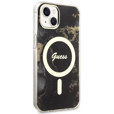 4. Etui Guess Golden Marble MagSafe na iPhone 14 - czarne