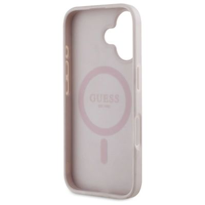 7. Etui Guess 4G Flowers Print MagSafe na iPhone 16 6.1" - różowe