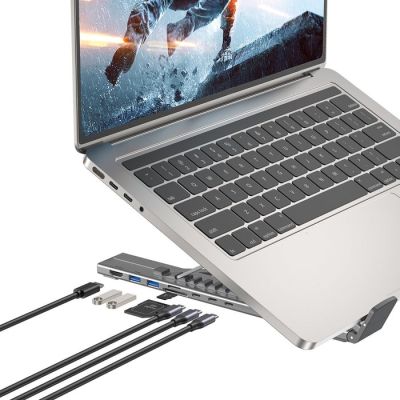 24. UNITEK PODSTAWKA POD LAPTOP REGULOWANA + HUB USB-C/A, HDMI 2.0, PD 100W
