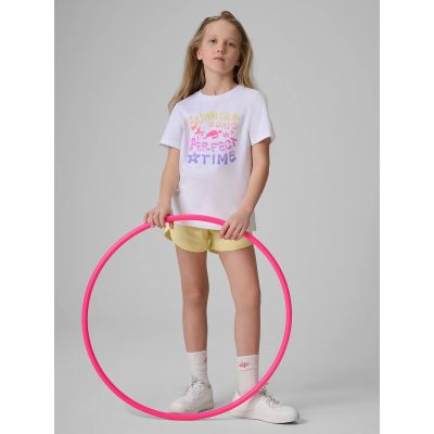 4. T-shirt bawełniany dziewczęcy 4F 4FJRSS26TTSHF3913-10S