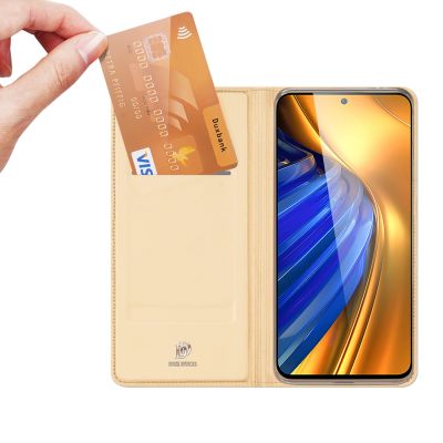 2. Dux Ducis Skin Pro kabura etui pokrowiec z klapką Xiaomi Poco F4 5G złoty