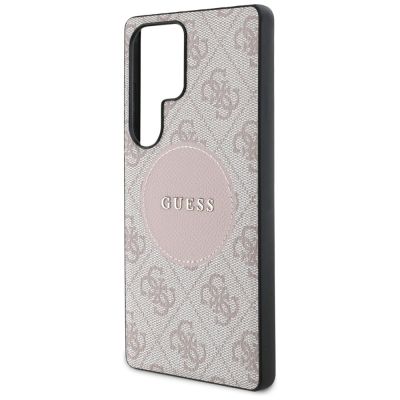 6. Etui Guess 4G Round Patch Classic Logo MagSafe do Samsung Galaxy S25 Ultra różowy