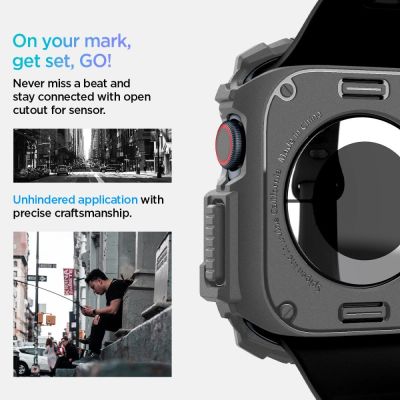 11. Etui Spigen Rugged Armor na Apple Watch 10 46 mm - szare