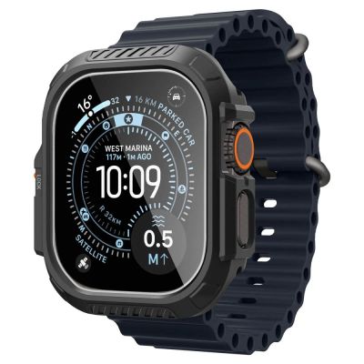 3. Zestaw etui Spigen Lock Fit + szkło hartowane Spigen Tempered Glass na Apple Watch Ultra (49 mm) - czarne matowe
