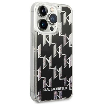 4. Etui Karl Lagerfeld Liquid Glitter Monogram na iPhone 14 Pro - czarne