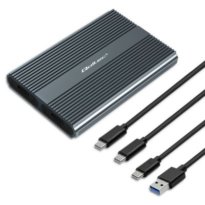 3. Qoltec Obudowa | kieszeń na dysk M.2 SSD | SATA | NVMe | USB-C | DUAL 2 x 2TB