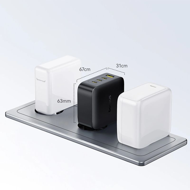 11. Ładowarka sieciowa Baseus EnerFill FH11 GaN 140W 3xUSB-C + 1xUSB-A - czarna