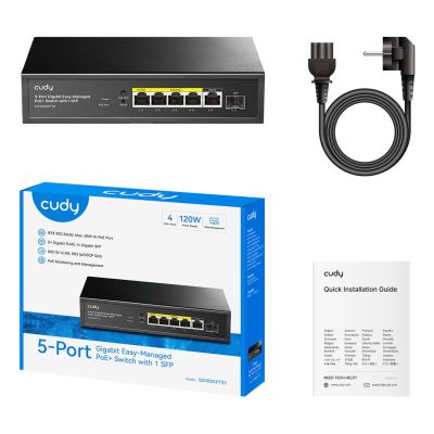 6. Cudy GS1005PTS1 łącza sieciowe Gigabit Ethernet (10/100/1000) Obsługa PoE Czarny