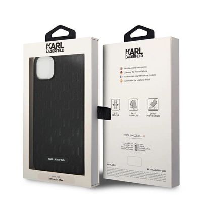 8. Etui Karl Lagerfeld Saffiano Mono Metal Logo na iPhone 14 Plus - czarne