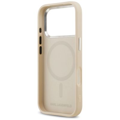 7. Etui Karl Lagerfeld Karl Pin MagSafe do iPhone 17 Pro Max - beżowe