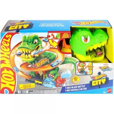 7. Hot Wheels City Zakręcony tor Remiza T-Rexa JBM73 MATTEL