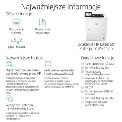 12. DRUKARKA LASEROWA HP LASERJET M611DN