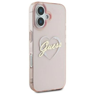 4. Etui Guess IML Heart na iPhone 16 - różowe