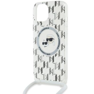 5. Etui Karl Lagerfeld IML Crossbody Monogram Karl & Choupette Head MagSafe na iPhone 15 / 14 / 13 - przezroczyste