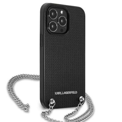 4. Etui Karl Lagerfeld Leather Textured and Chain na iPhone 13 Pro Max 6,7" - czarne