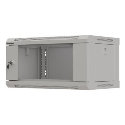 16. LANBERG SZAFA INSTALACYJNA RACK WISZĄCA 19" 4U 540X350 SZARA DRZWI PRZESZKLONE (FLAT PACK)
