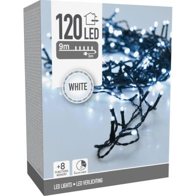 22. LAMPKI CHOINKOWE ŁAŃCUCH ŚWIETLNY 120 LED TIMER ZIMNY BIAŁY