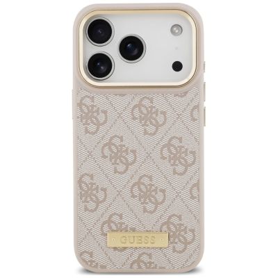 3. Etui Guess 4G Logo Plate MagSafe na iPhone 18 Pro / 17 Pro -różowe