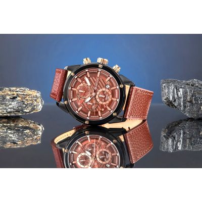 6. Zegarek Męski Giewont Chronograph Sapphire Czarno Brązowy GW8810-A3