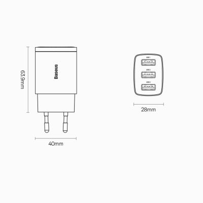18. Baseus Compact ładowarka sieciowa 3x USB 17W czarny (CCXJ020101)