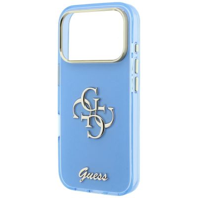 6. Etui Guess IML 4G Script Metal na iPhone 17 Pro / 18 Pro - jasnoniebieskie