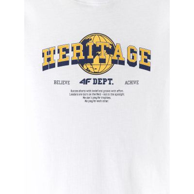 6. T-shirt regular z nadrukiem chłopięcy 4F 4FJRAW26TTSHM4523-10S